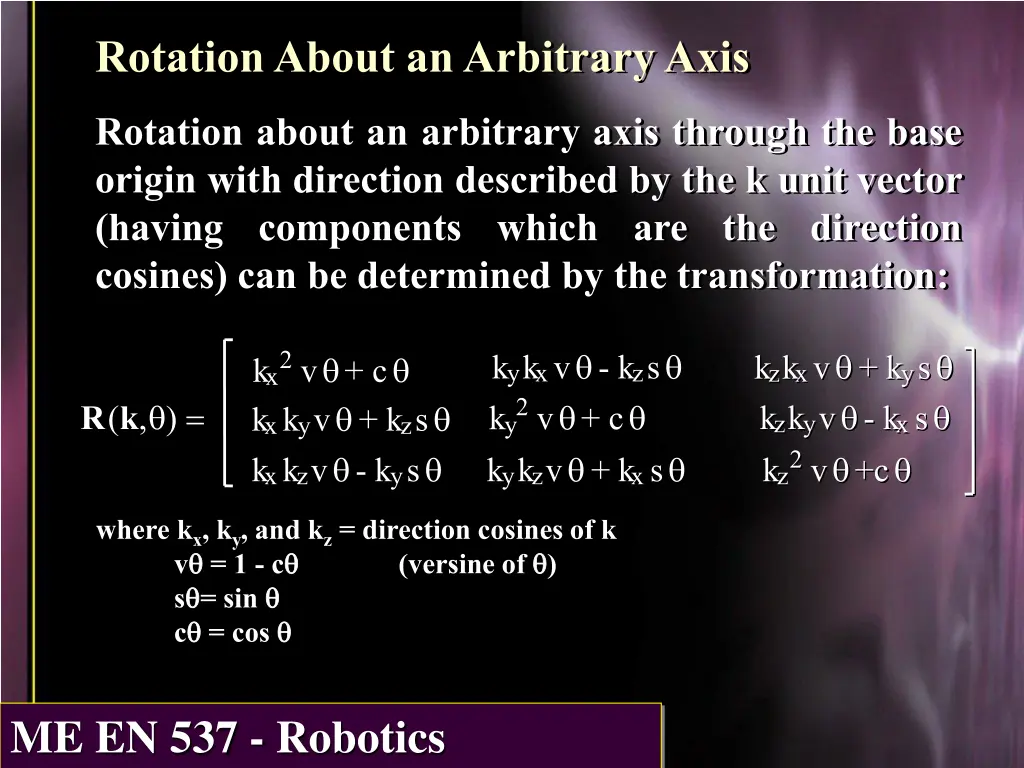 rotation about an arbitrary axis