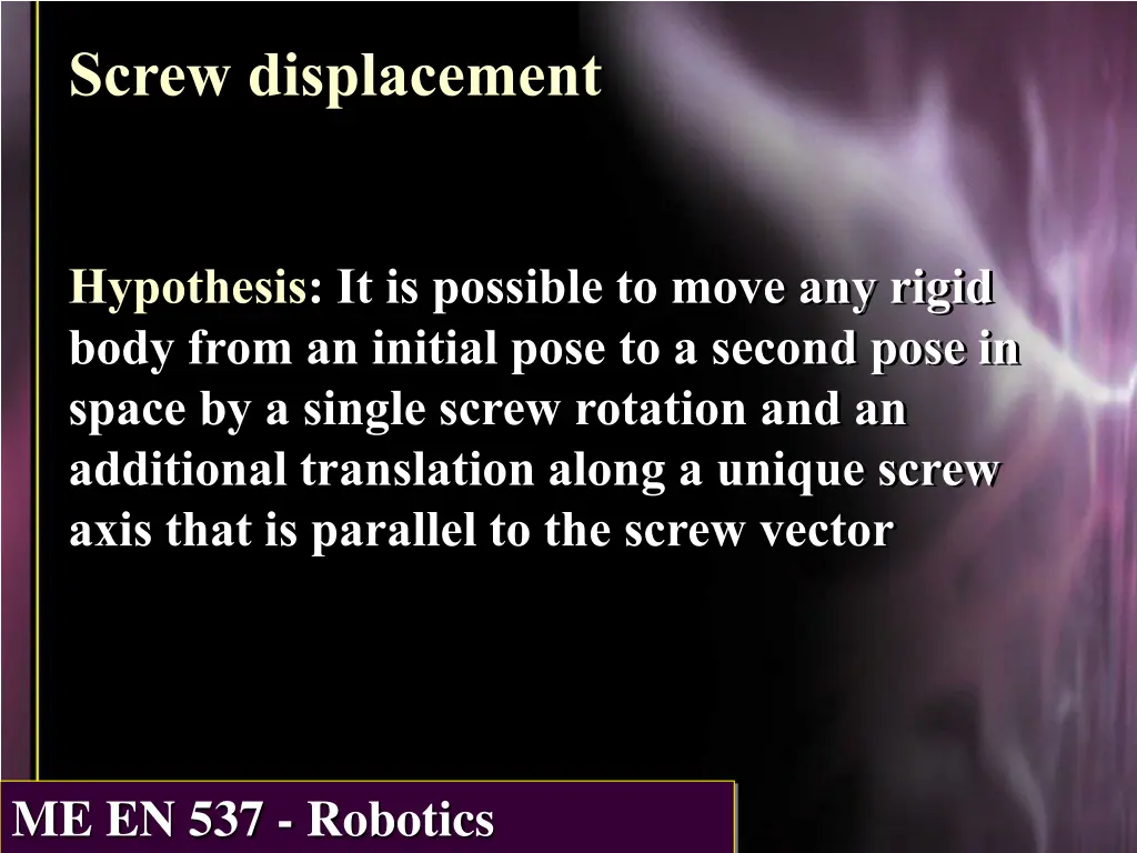 screw displacement