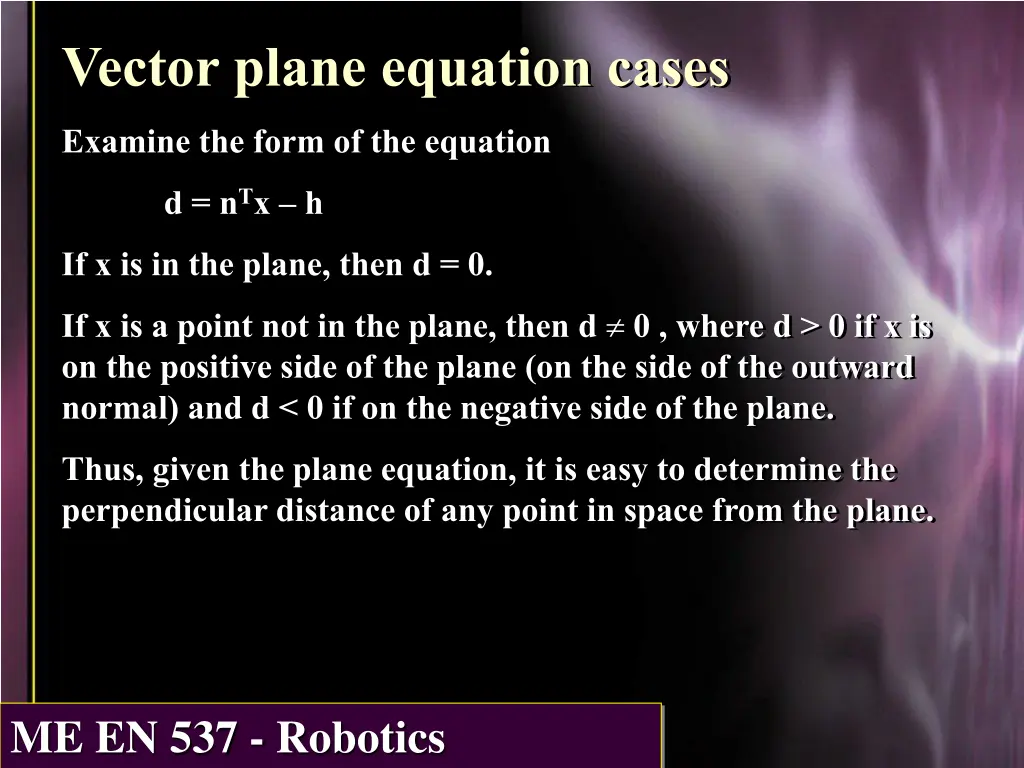 vector plane equation cases