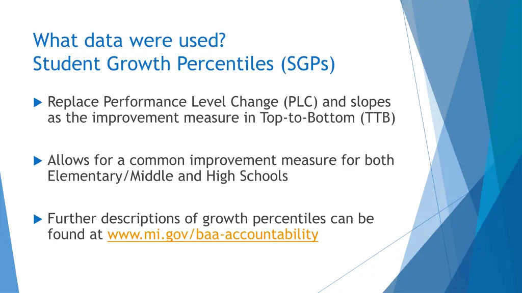 what data were used student growth percentiles