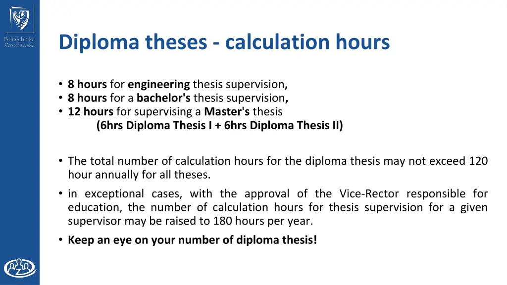 diploma theses calculation hours
