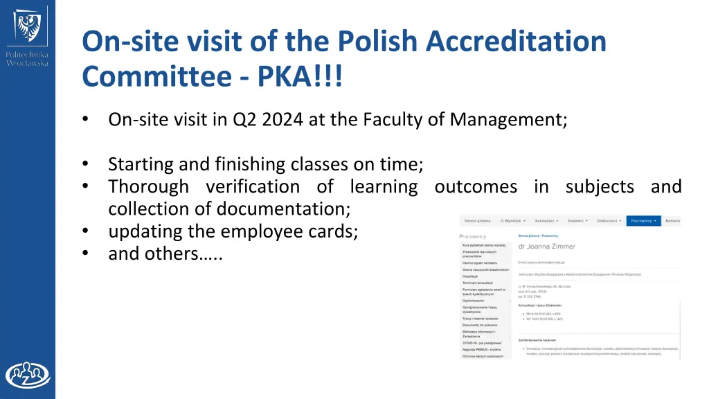 on site visit of the polish accreditation