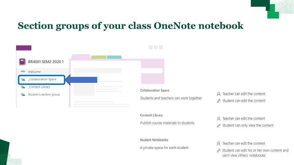 section groups of your class onenote notebook