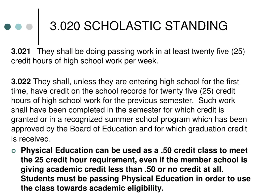 3 020 scholastic standing