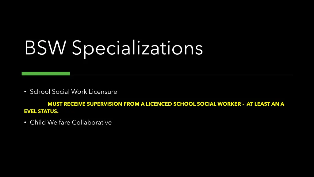 bsw specializations