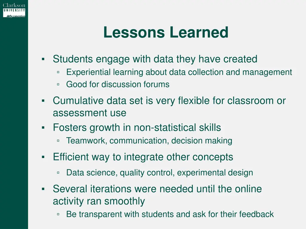 lessons learned