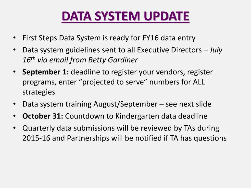 data system update 1