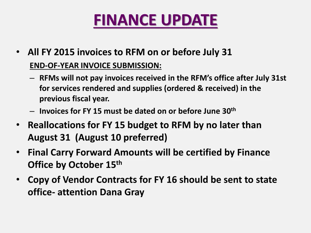 finance update 1