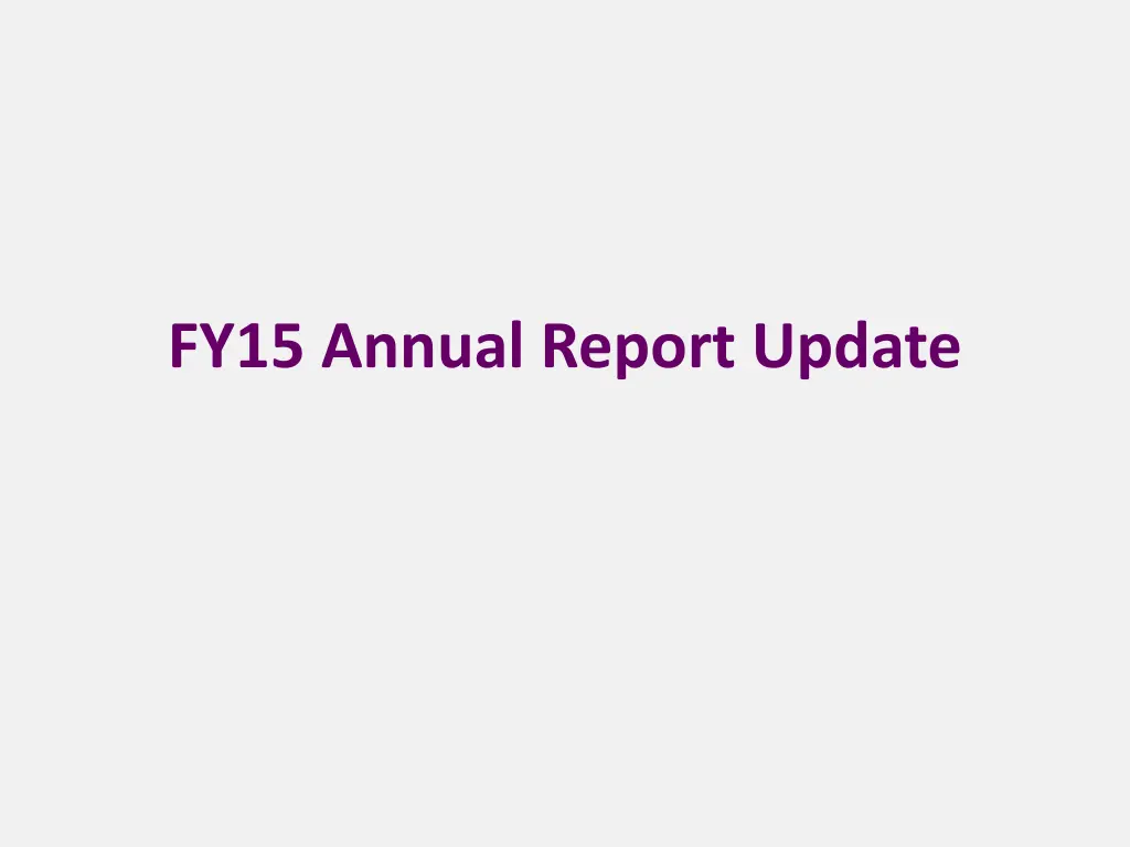 fy15 annual report update