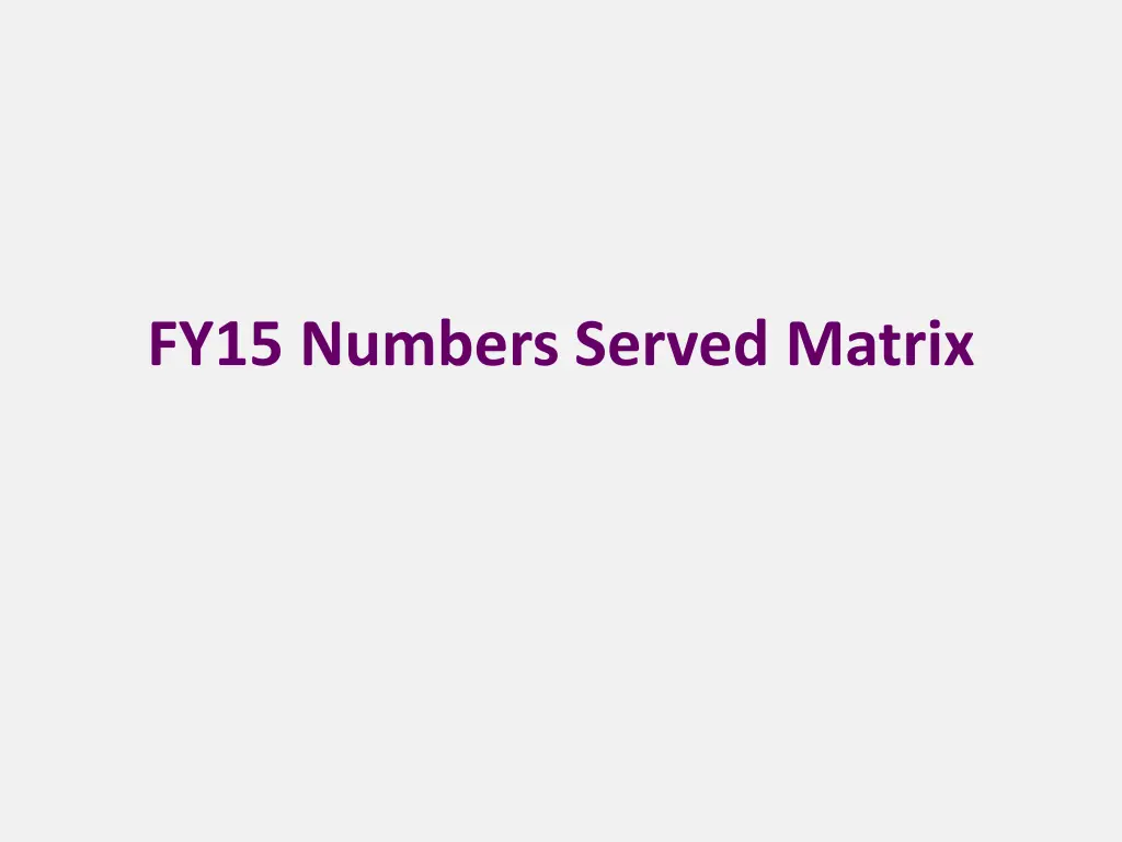 fy15 numbers served matrix