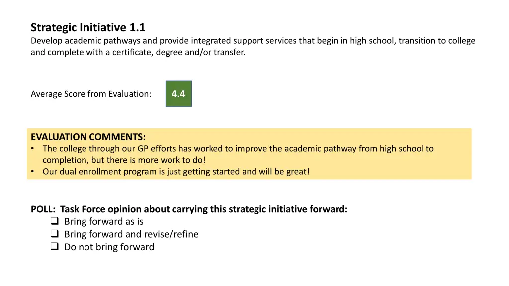 strategic initiative 1 1 develop academic
