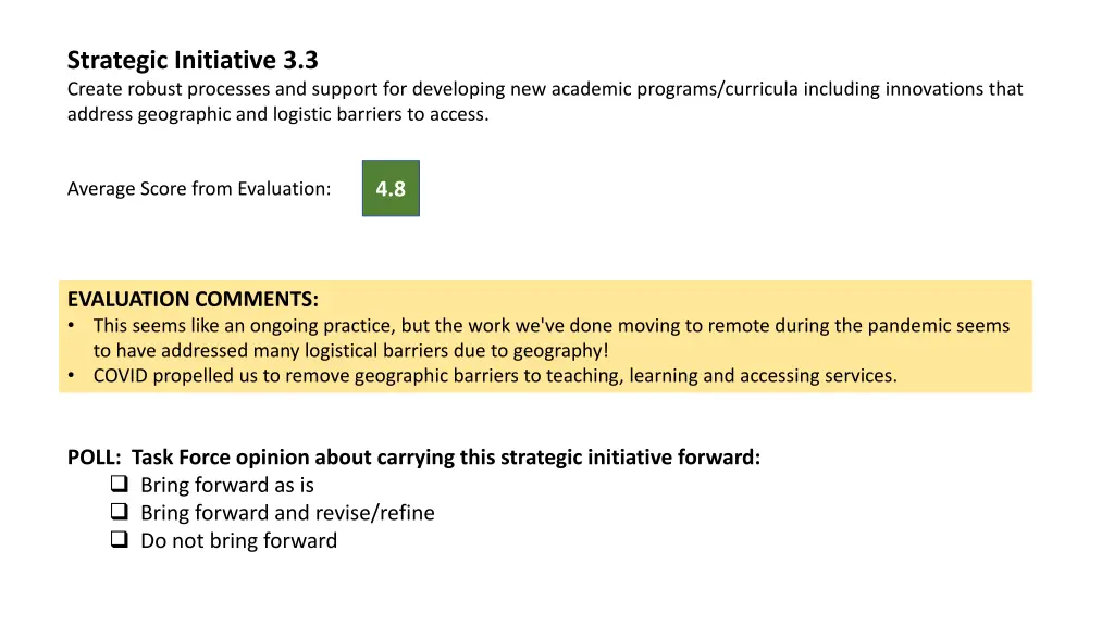 strategic initiative 3 3 create robust processes