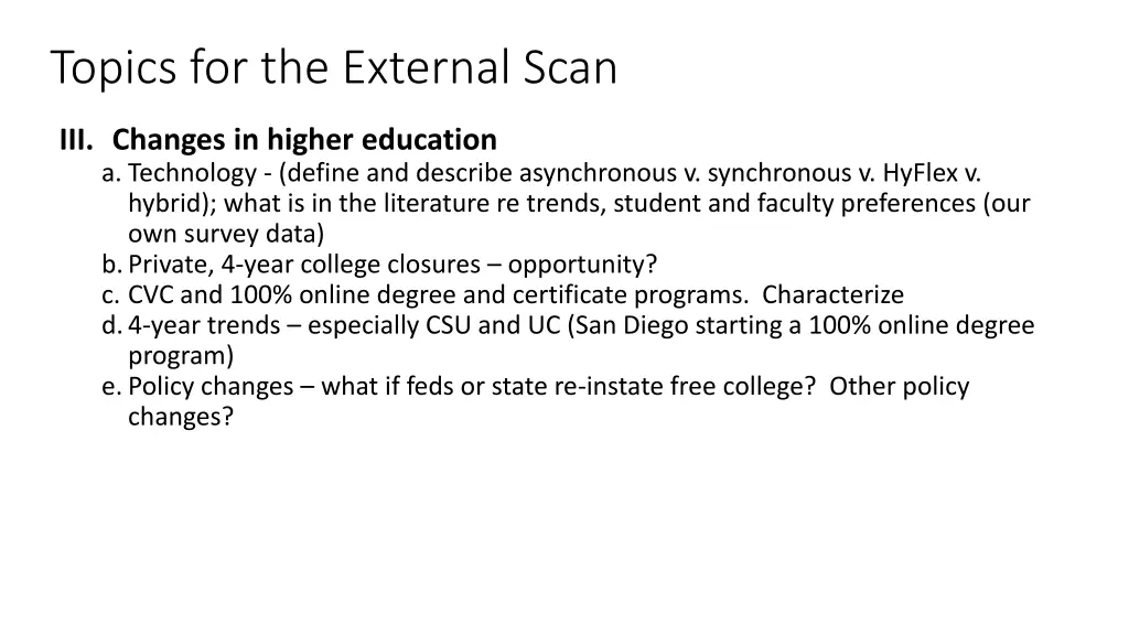 topics for the external scan 2