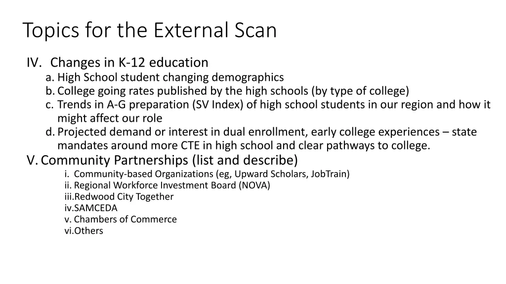topics for the external scan 3