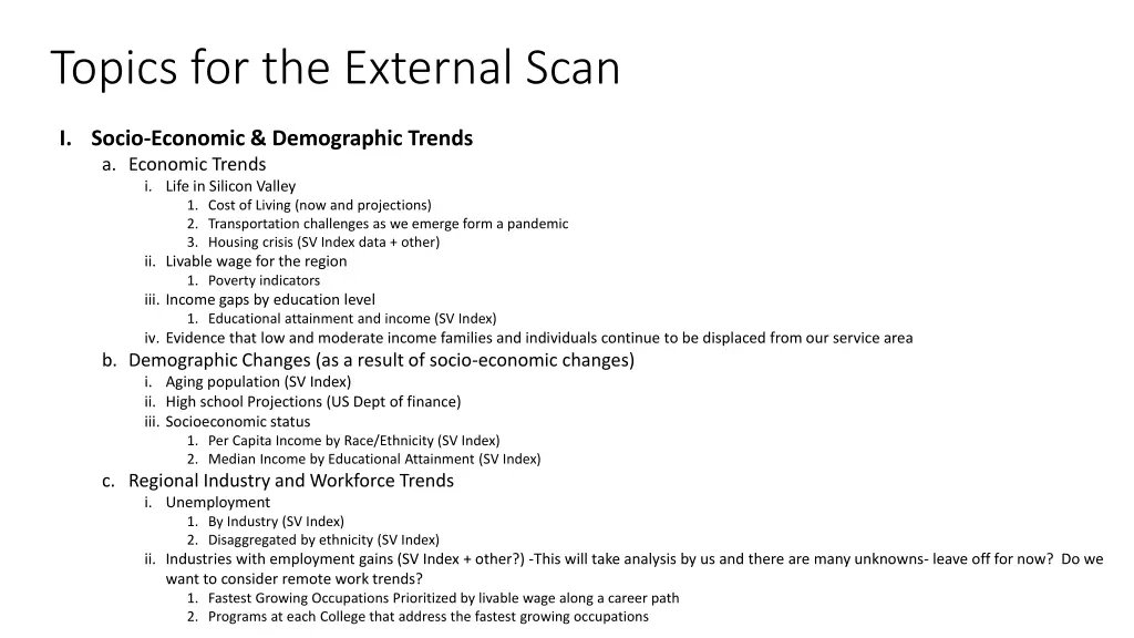 topics for the external scan
