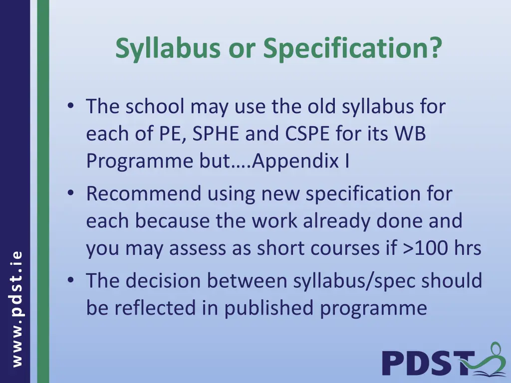 syllabus or specification