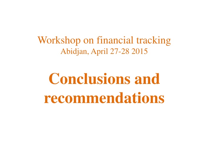 workshop on financial tracking abidjan april