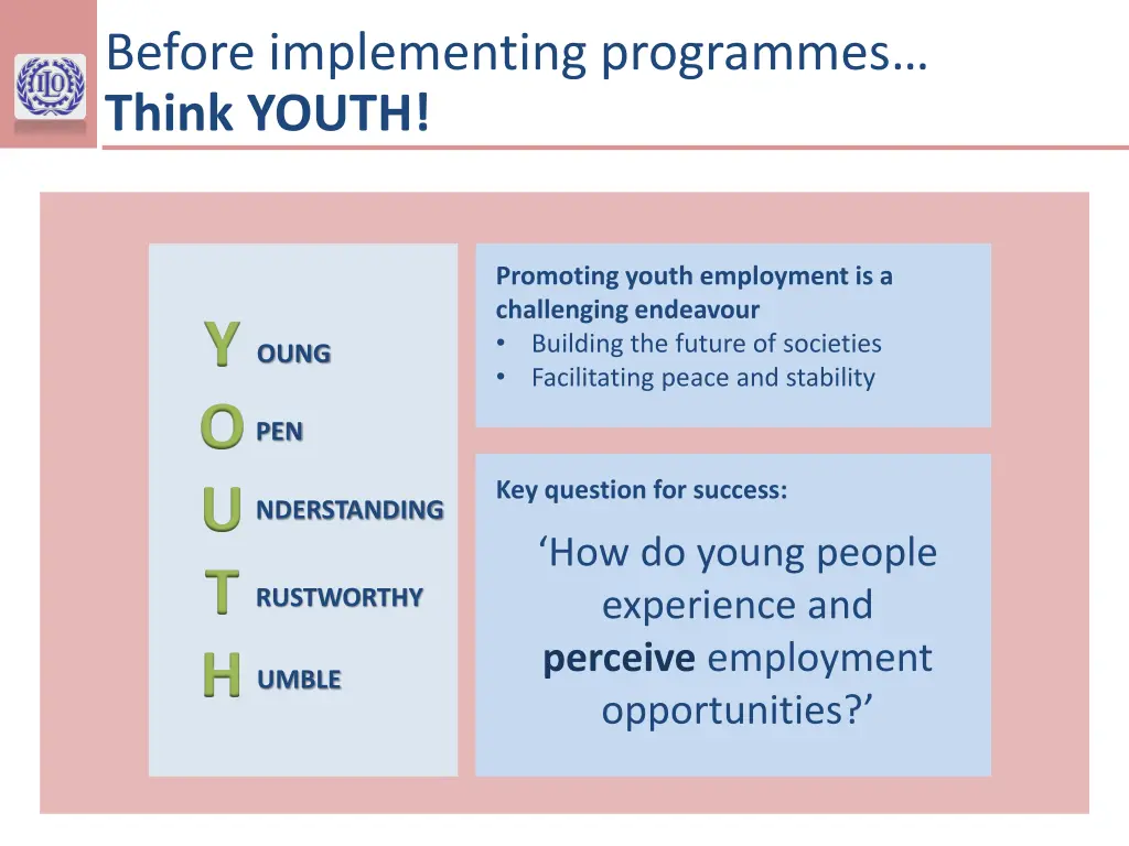 before implementing programmes think youth