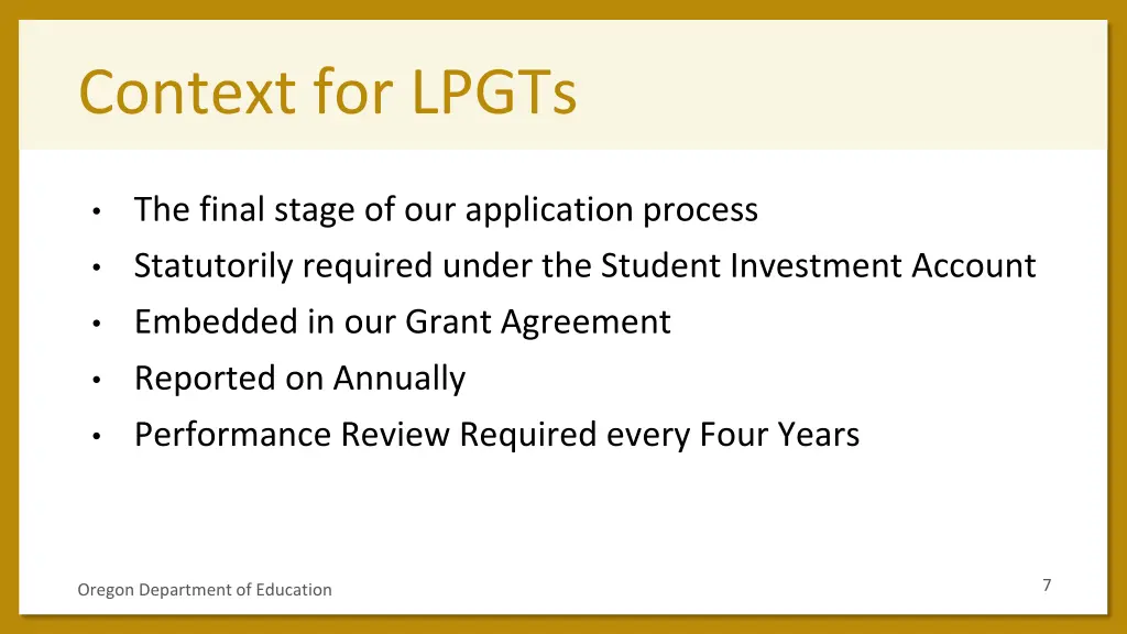 context for lpgts