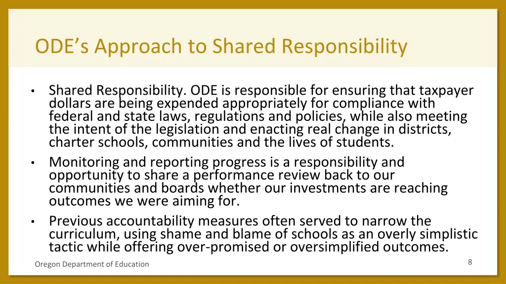 ode s approach to shared responsibility