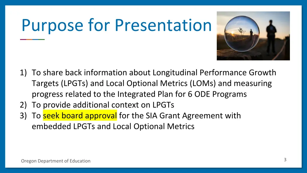 purpose for presentation
