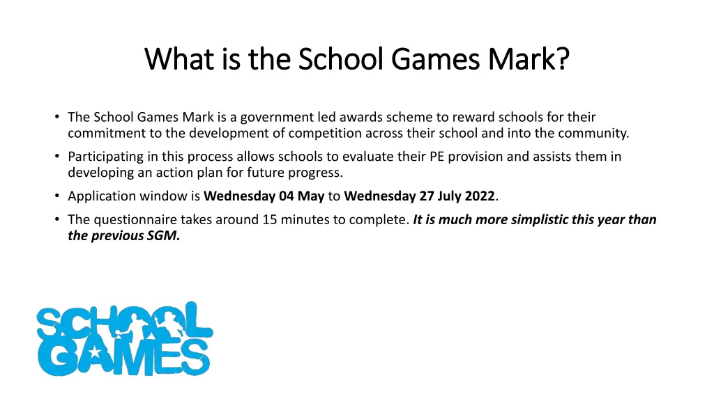 what is the school games mark what is the school