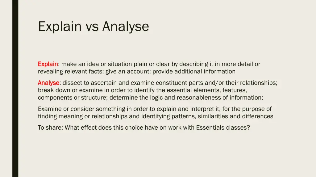 explain vs analyse 1