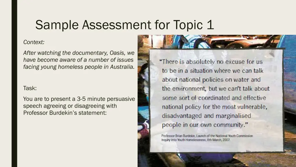 sample assessment for topic 1