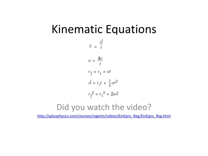 kinematic equations