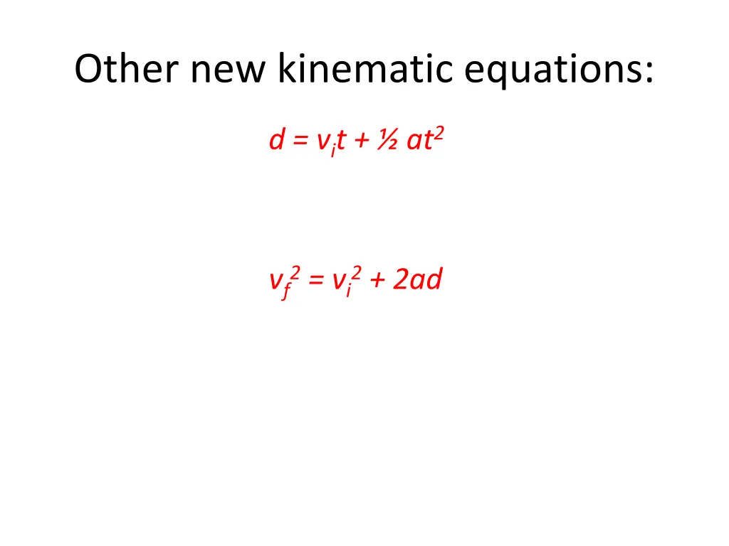 other new kinematic equations