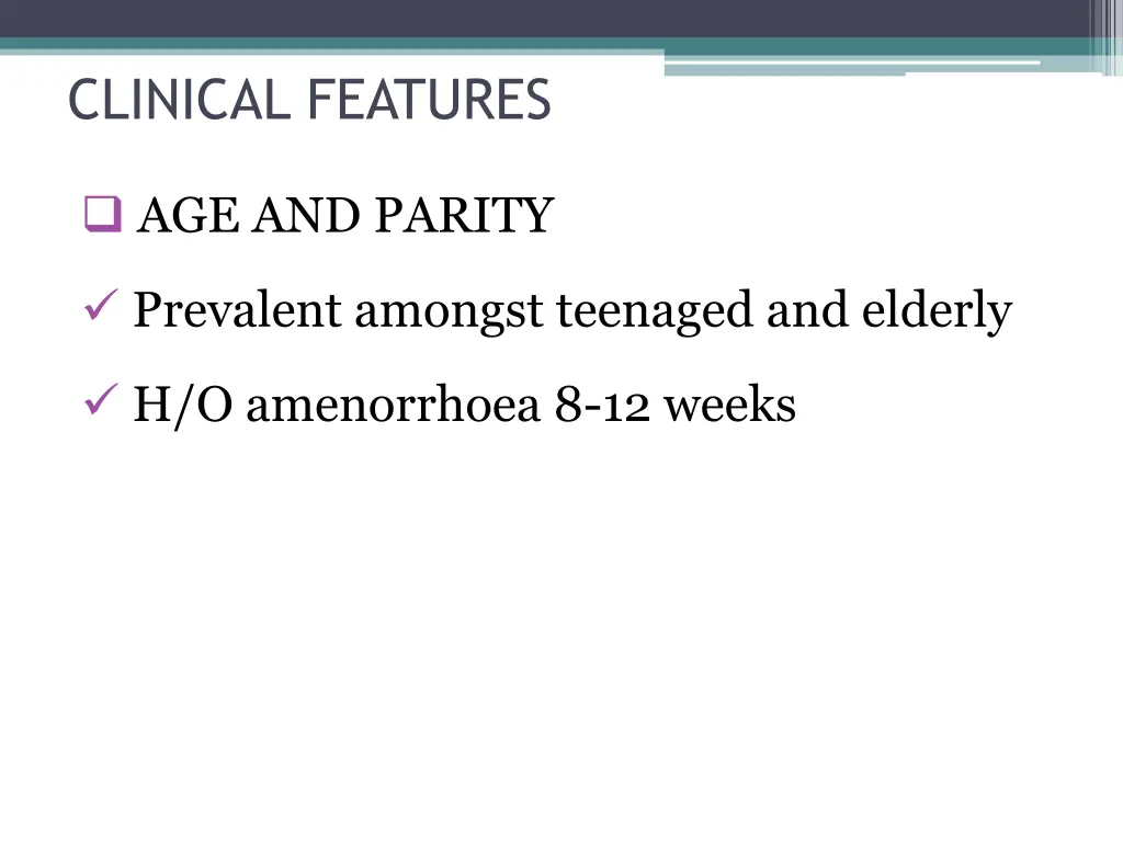 clinical features