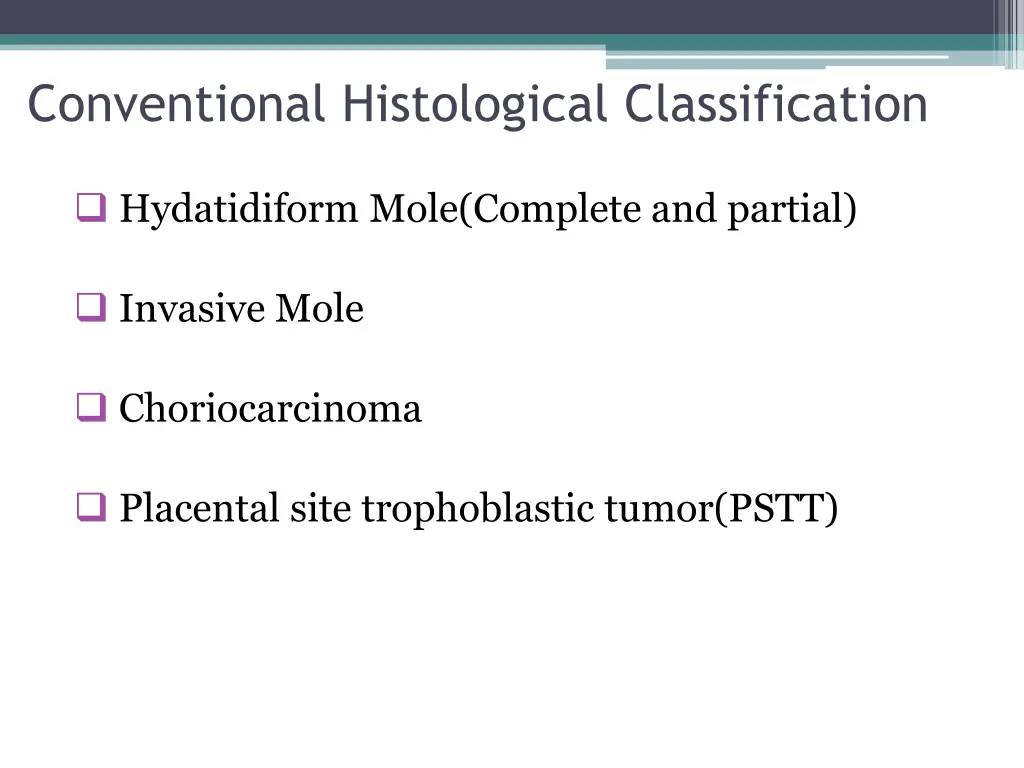 conventional histological classification