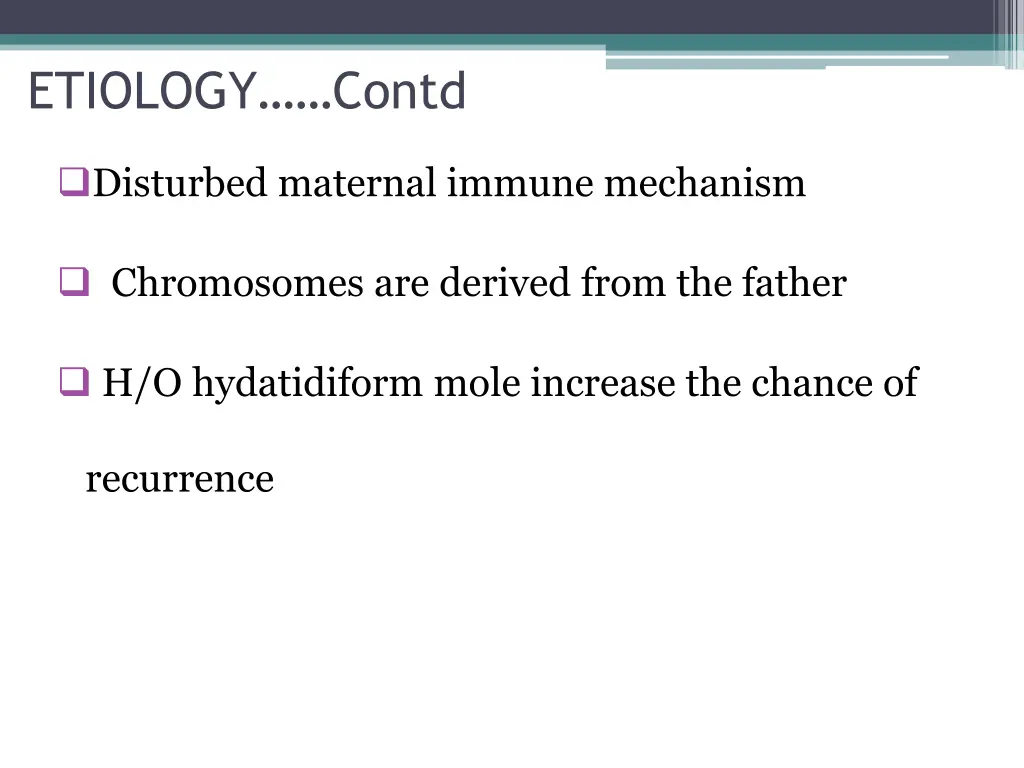 etiology contd