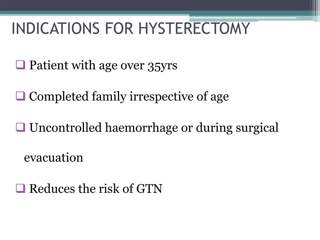 indications for hysterectomy