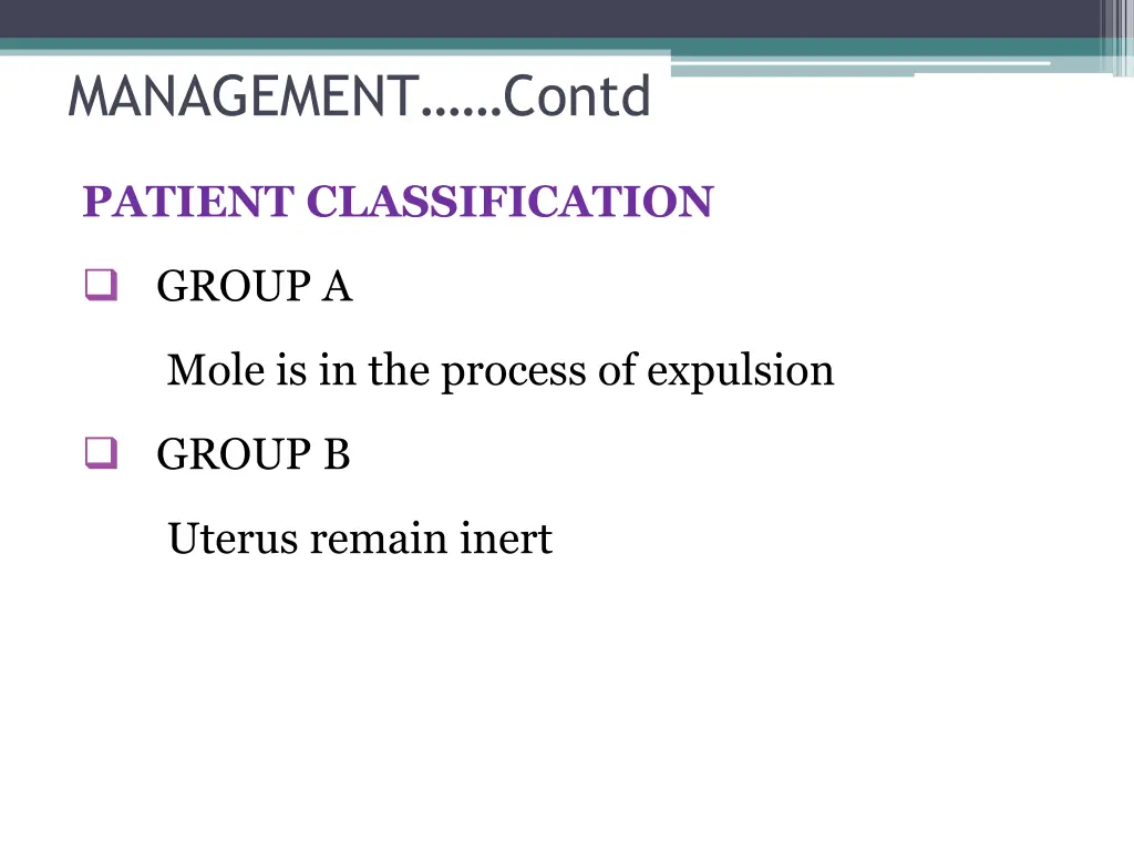 management contd