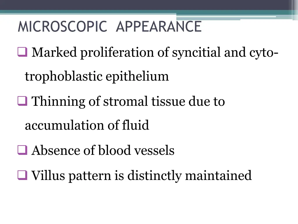 microscopic appearance