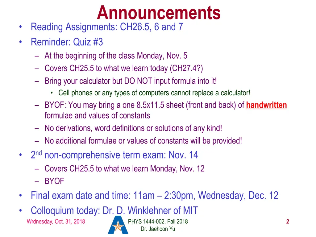 announcements
