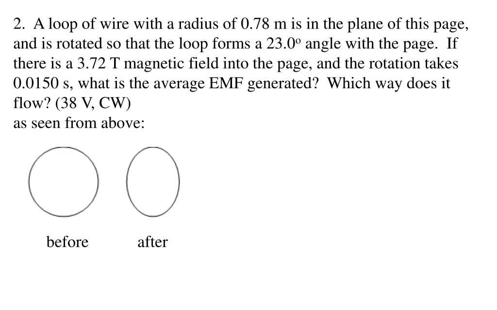 2 a loop of wire with a radius