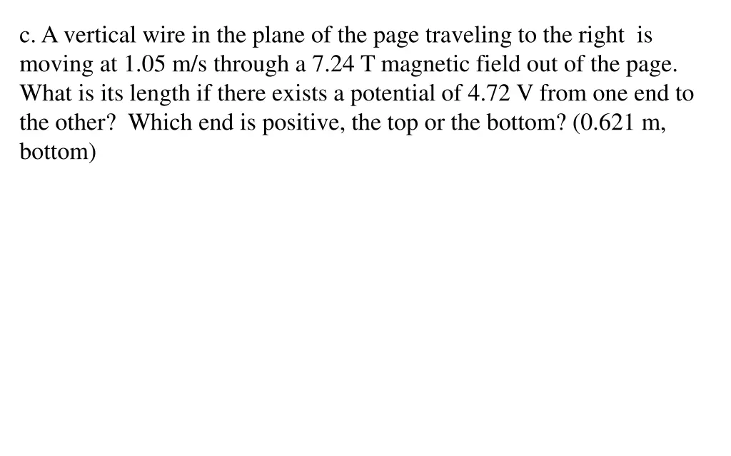 c a vertical wire in the plane of the page