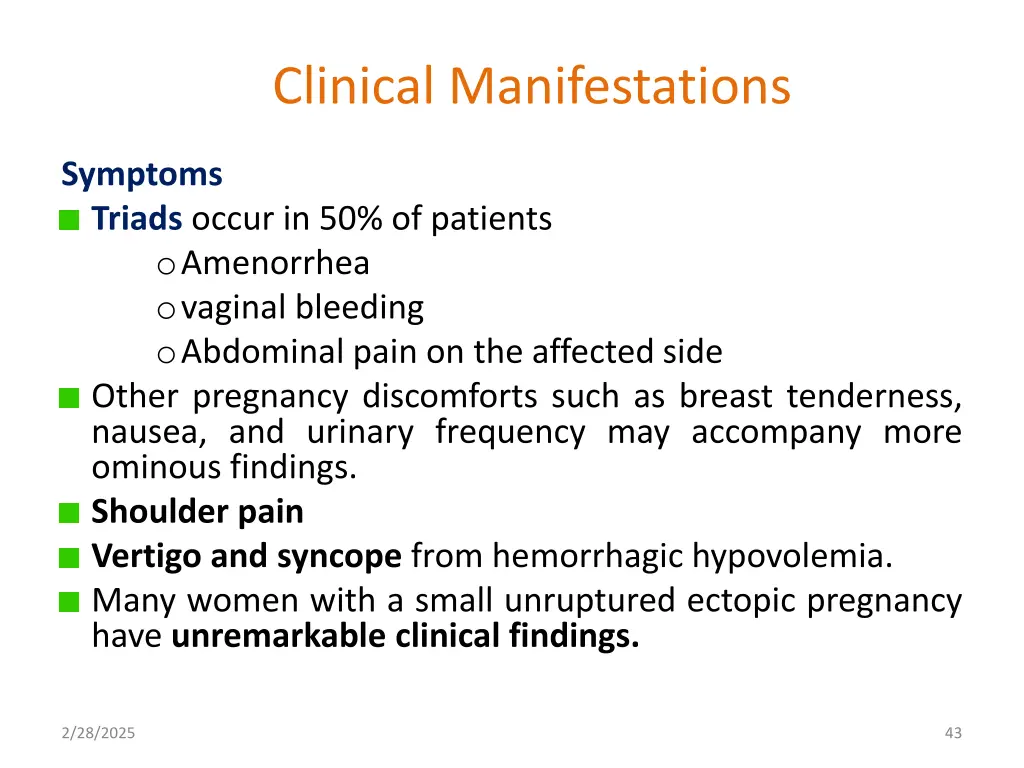 clinical manifestations