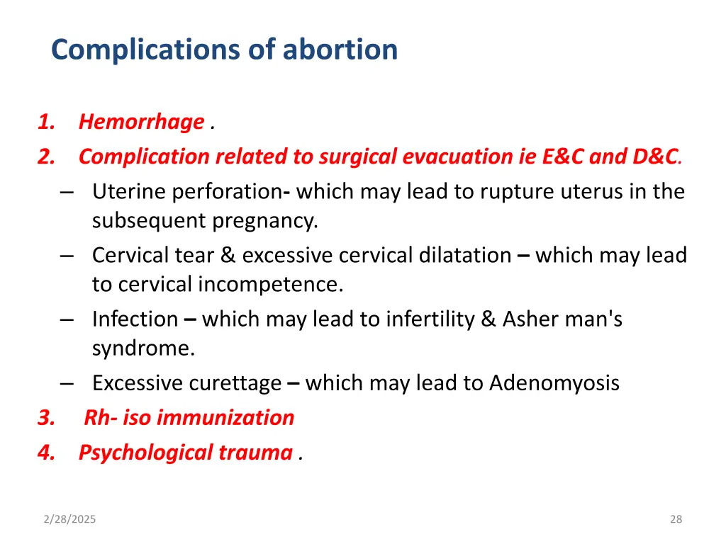 complications of abortion