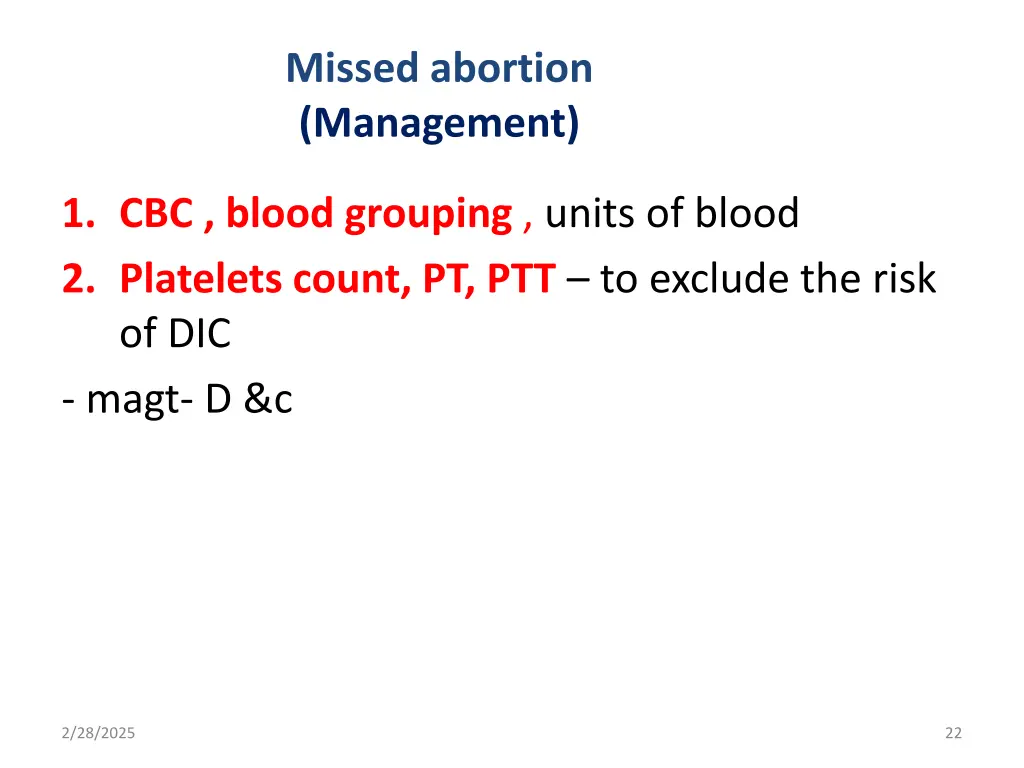 missed abortion management