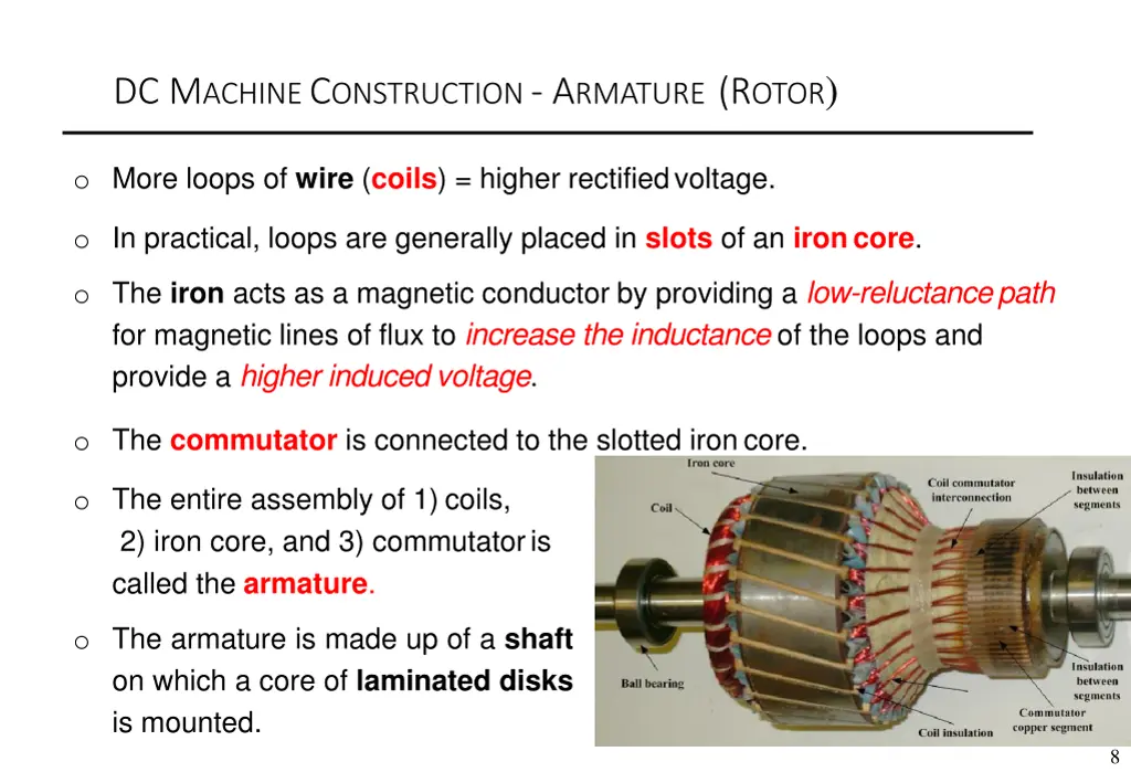 dc m achine c onstruction a rmature r otor