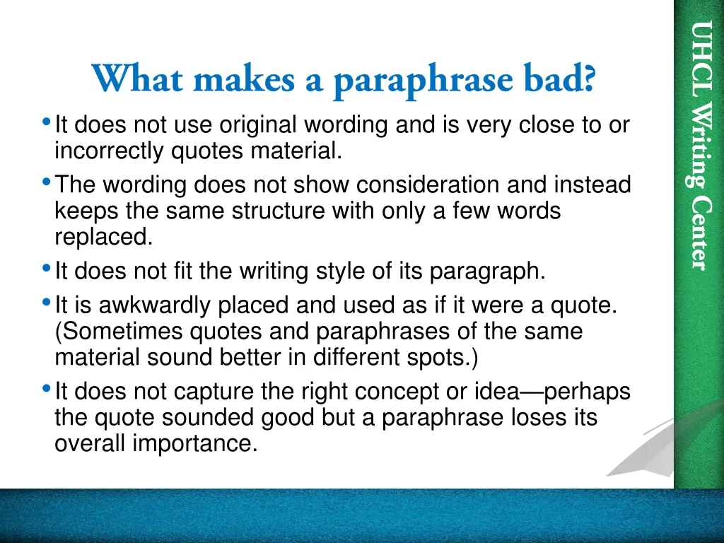 it does not use original wording and is very