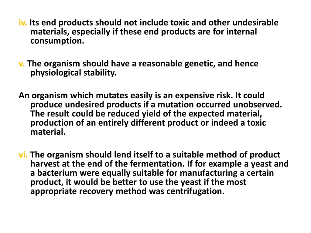 iv its end products should not include toxic