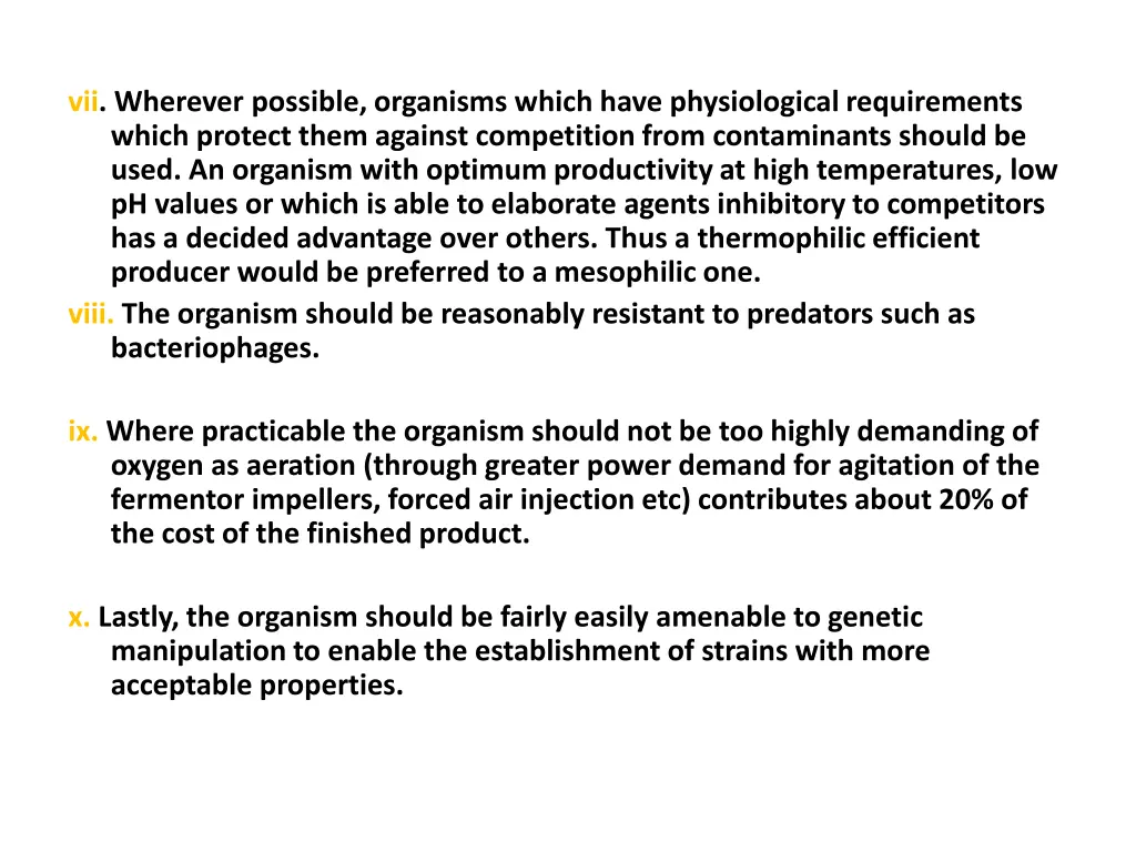 vii wherever possible organisms which have