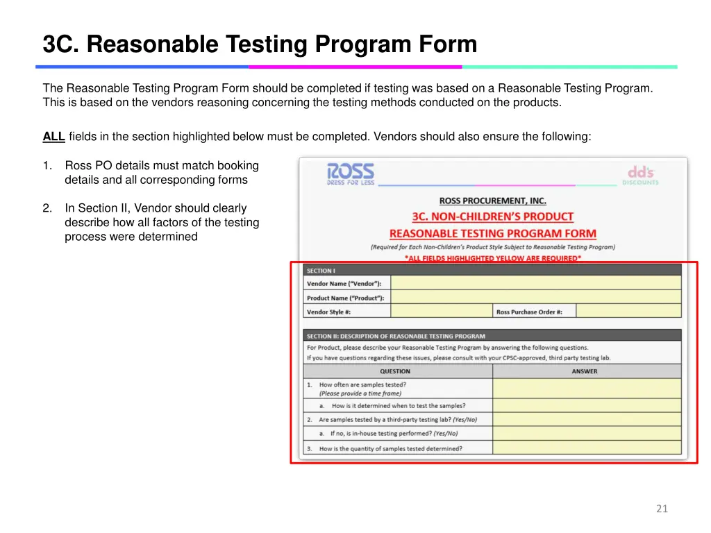 3c reasonable testing program form