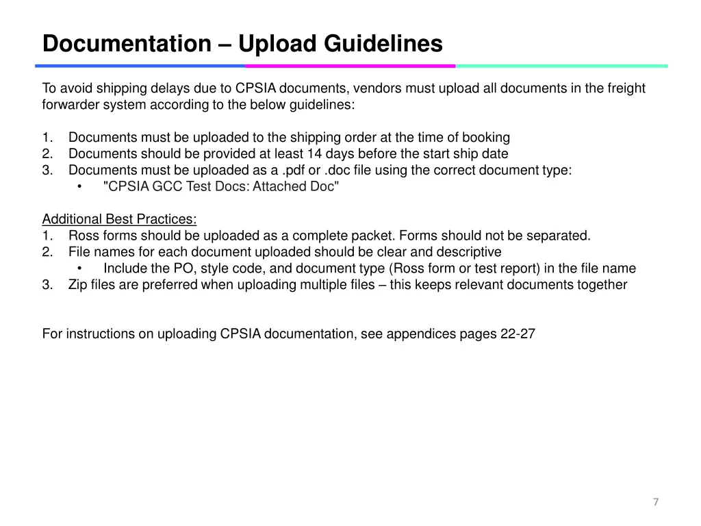 documentation upload guidelines
