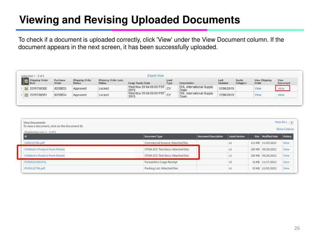 viewing and revising uploaded documents