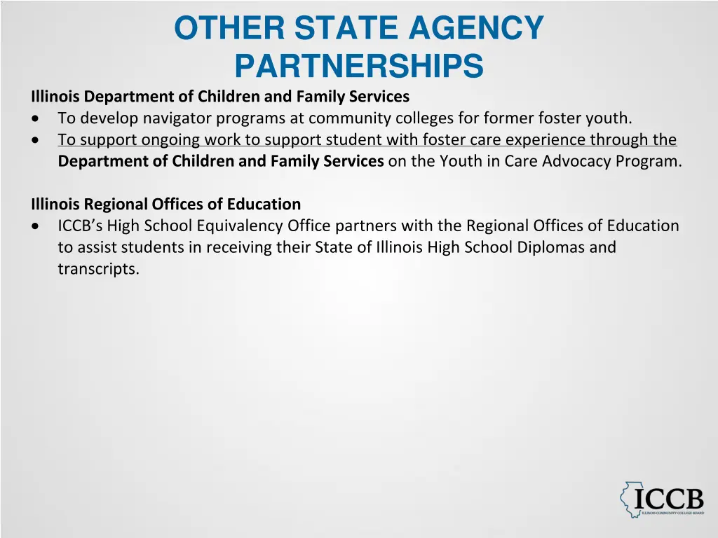 other state agency partnerships illinois